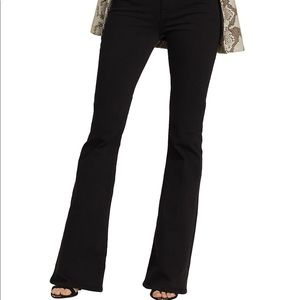 Joe’s Jeans. Black micro flare, distressed bottoms, high rise